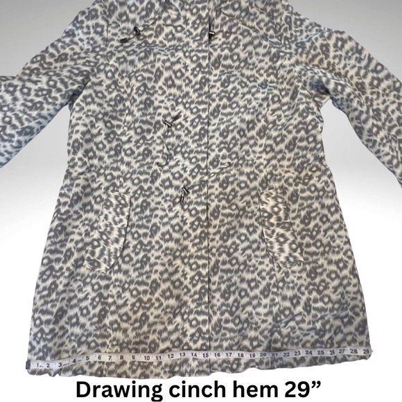 Miss Etam Lightweight Hooded Spring, Fall Leopard Print Rain Jacket 3/4 length - Picture 12 of 16
